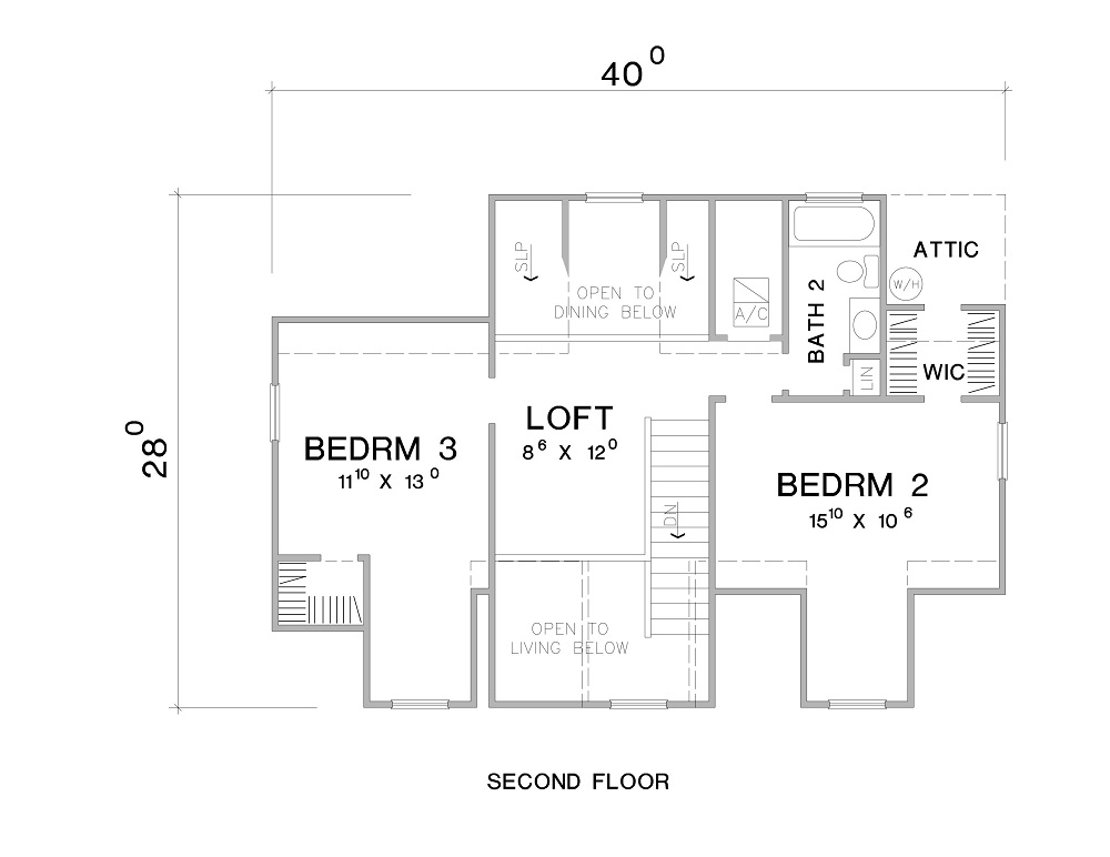 Second Floor Plan image of The Woodville House Plan